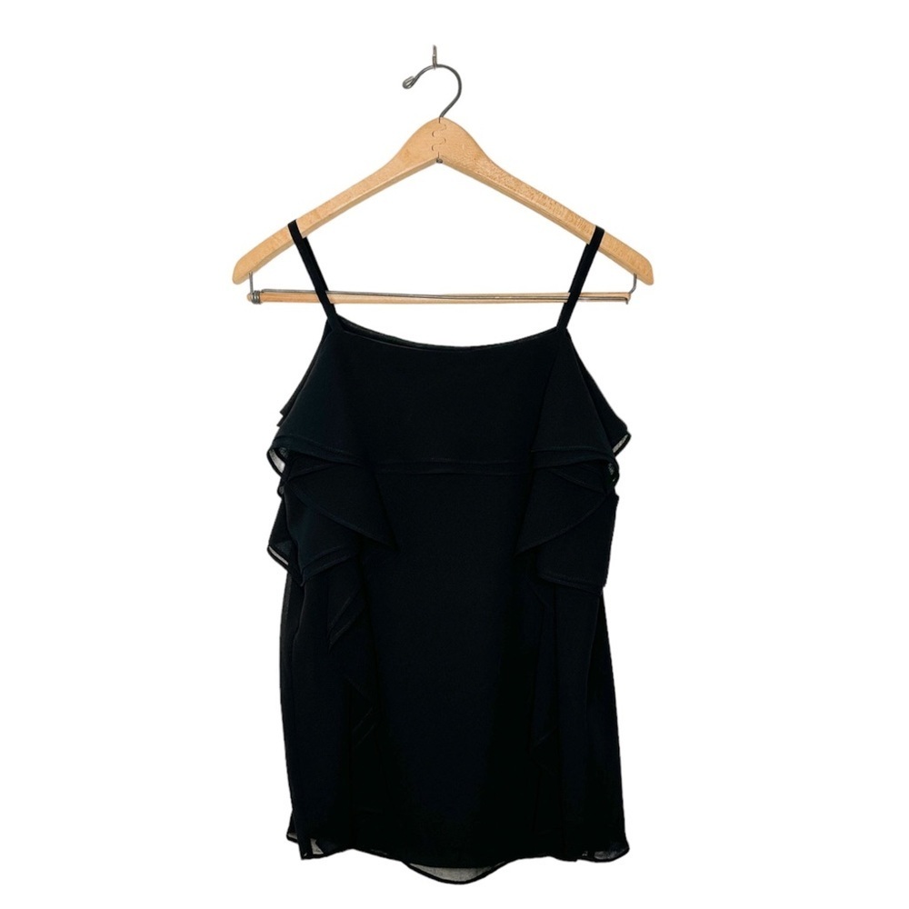 Calvin Klein Contemporary Sleeveless Black‎ Ruffle Blouse